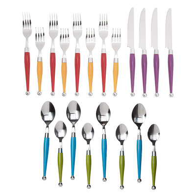 Gibson Art Deco Stainless Steel Flatware Silverware Set with Rack, 20 Piece