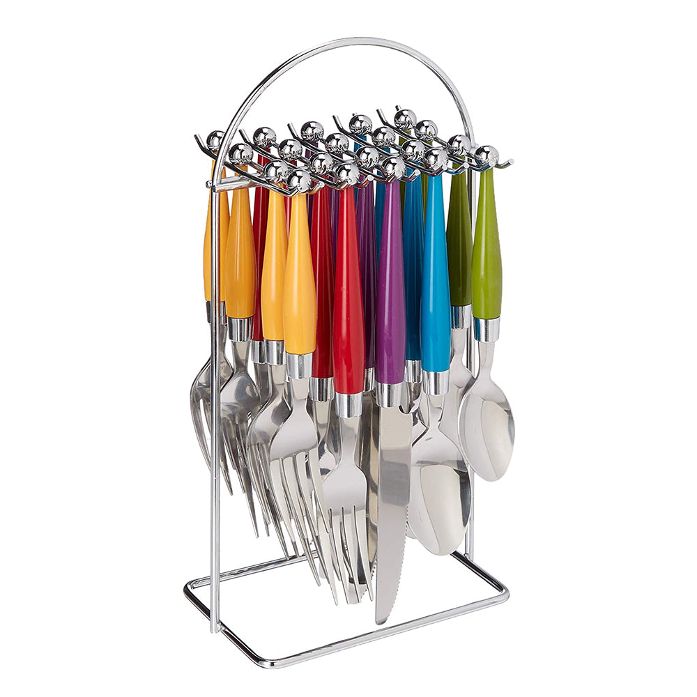 Gibson Art Deco Stainless Steel Flatware Silverware Set with Rack, 20 Piece