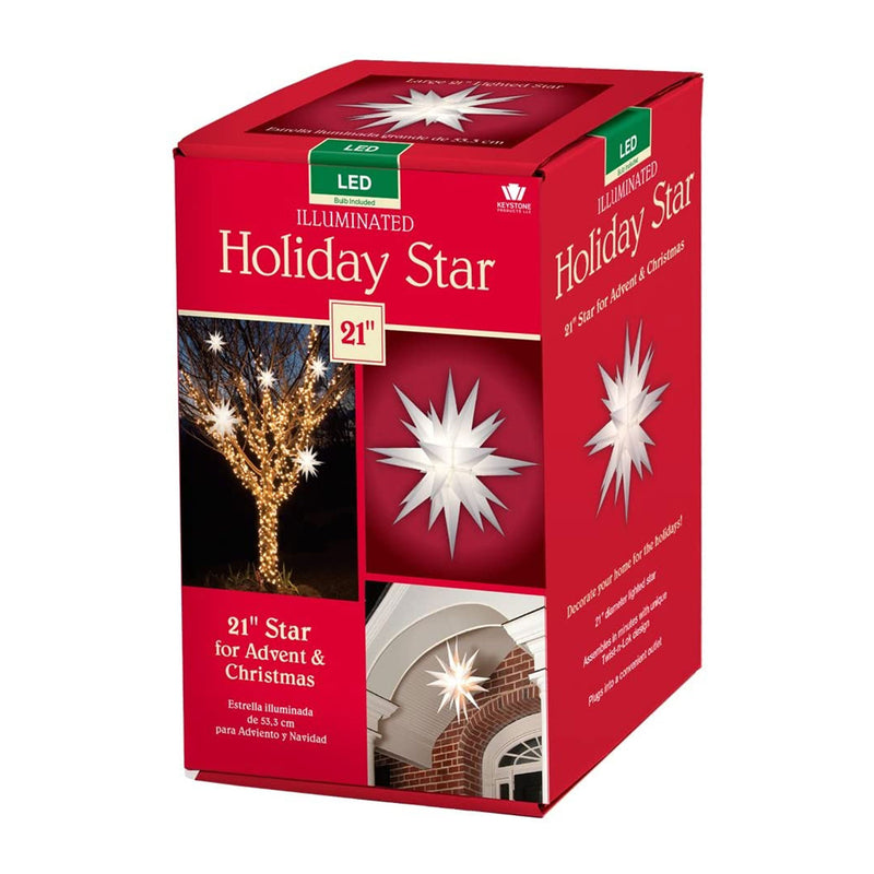 Keystone Holiday 21 Inch Prelit LED Christmas Holiday Star, White (Open Box)