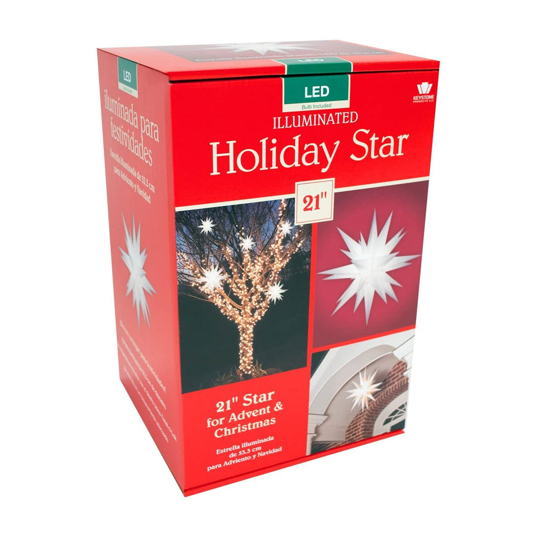 Keystone Holiday 21 Inch Prelit LED Christmas Holiday Star, White (Open Box)