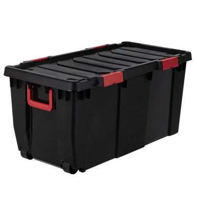 IRIS USA 32 Gallon Heavy Duty Rolling Storage Bins with Lids, Black, (Open Box)