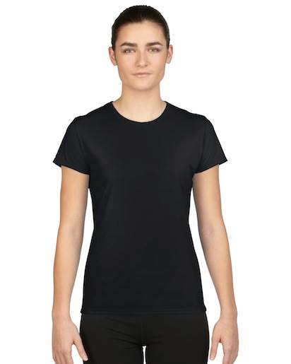Gildan Womens Large Adult Performance Short Sleeve T-Shirt, Black (Open Box)