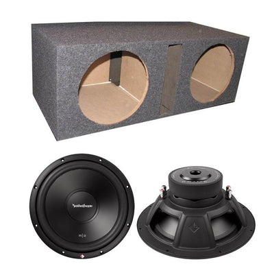 Rockford Fosgate R2D4-12 12" 1000W 4 Ohm Subwoofers (Pair) + Dual Vented Sub Box