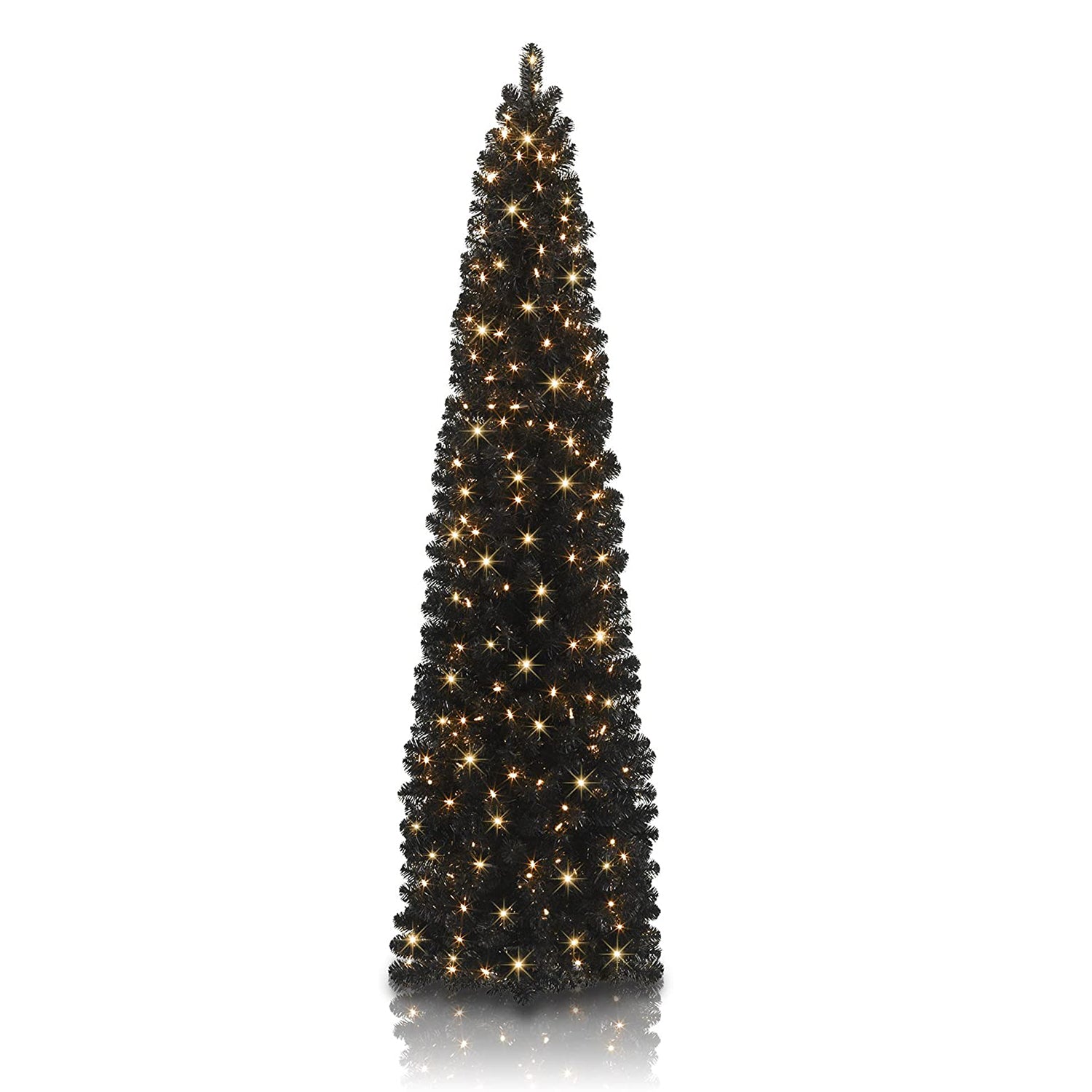 Treetopia Stiletto Black Pencil 7 Ft Prelit Christmas Tree w/ Lights (Used) - VMInnovations