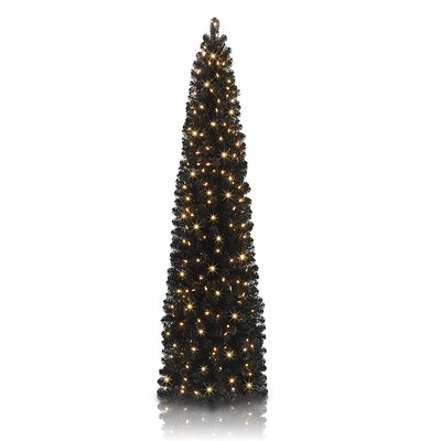 Treetopia Stiletto Black Pencil 7 Ft Prelit Christmas Tree w/ Lights (Used) - VMInnovations