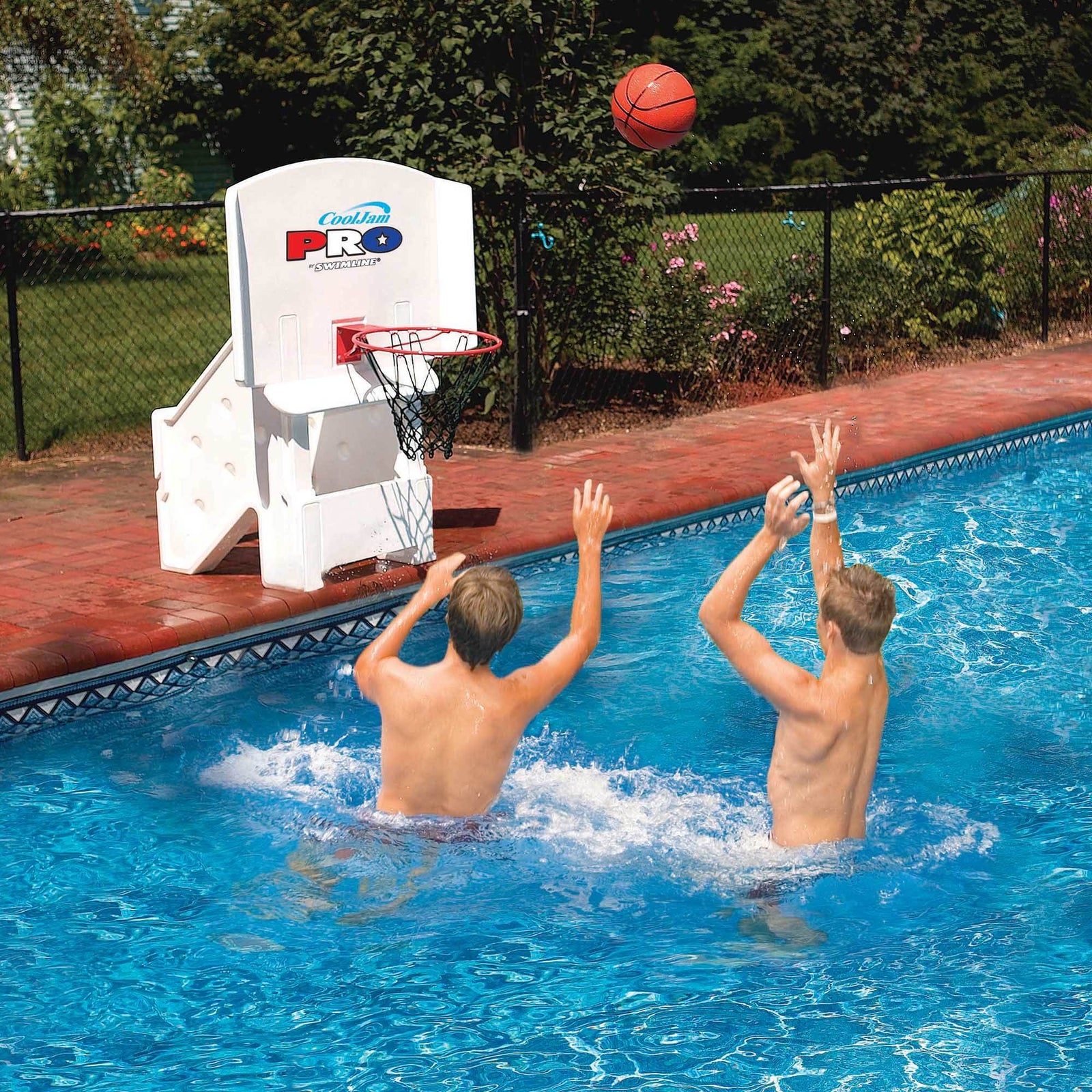 Swimline Cool Jam Pro In-Ground Poolside Basketball Game w/ Adjustable Backboard - VMInnovations