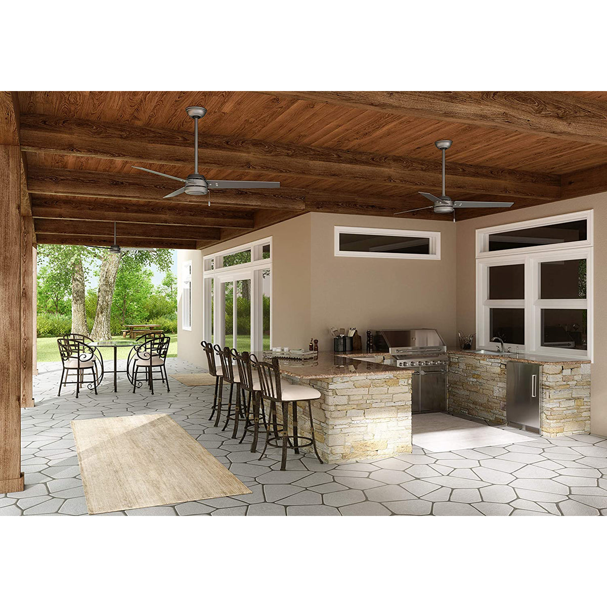 Hunter Fan Company Cassius 44 Inch Ceiling Fan with Chain, Matte Silver (2 Pack)
