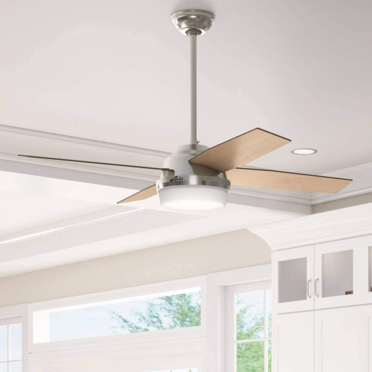 Hunter Fan Company Dempsey Ceiling Fan with LED Light and Remote Grey Oak (Used)