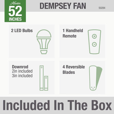 Hunter Fan Company Dempsey Ceiling Fan, LED Light & Remote, Grey Oak (Open Box)