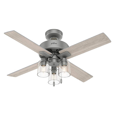 Hunter Fan Company Pelston 44 Inch Small Room Ceiling Fan w/ LED Light, Silver