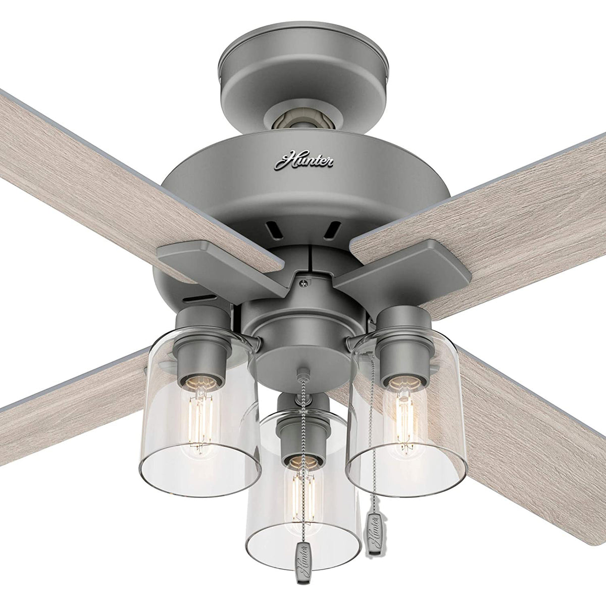 Hunter Fan Company Pelston 44 Inch Small Room Ceiling Fan w/ LED Light, Silver