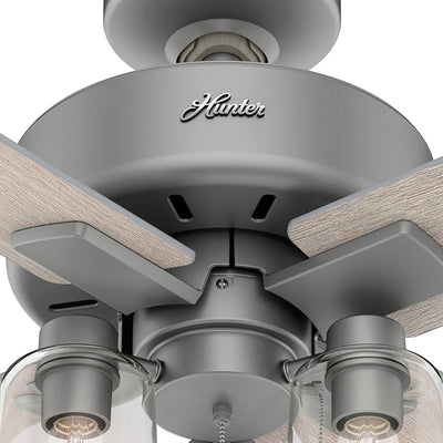 Hunter Fan Company Pelston 44 Inch Small Room Ceiling Fan w/ LED Light, Silver