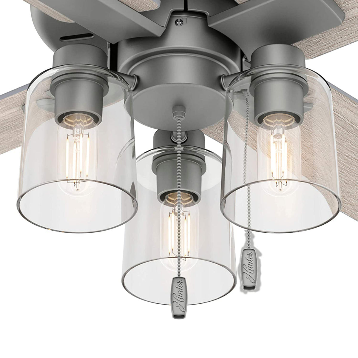 Hunter Fan Company Pelston 44 Inch Small Room Ceiling Fan w/ LED Light, Silver