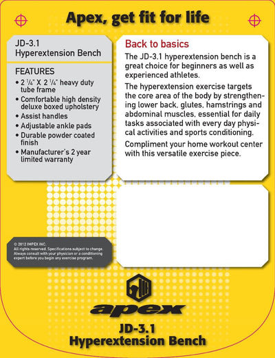 Apex Roman Chair Hyper-Extension Home Workout Multipurpose Bench (Open Box)