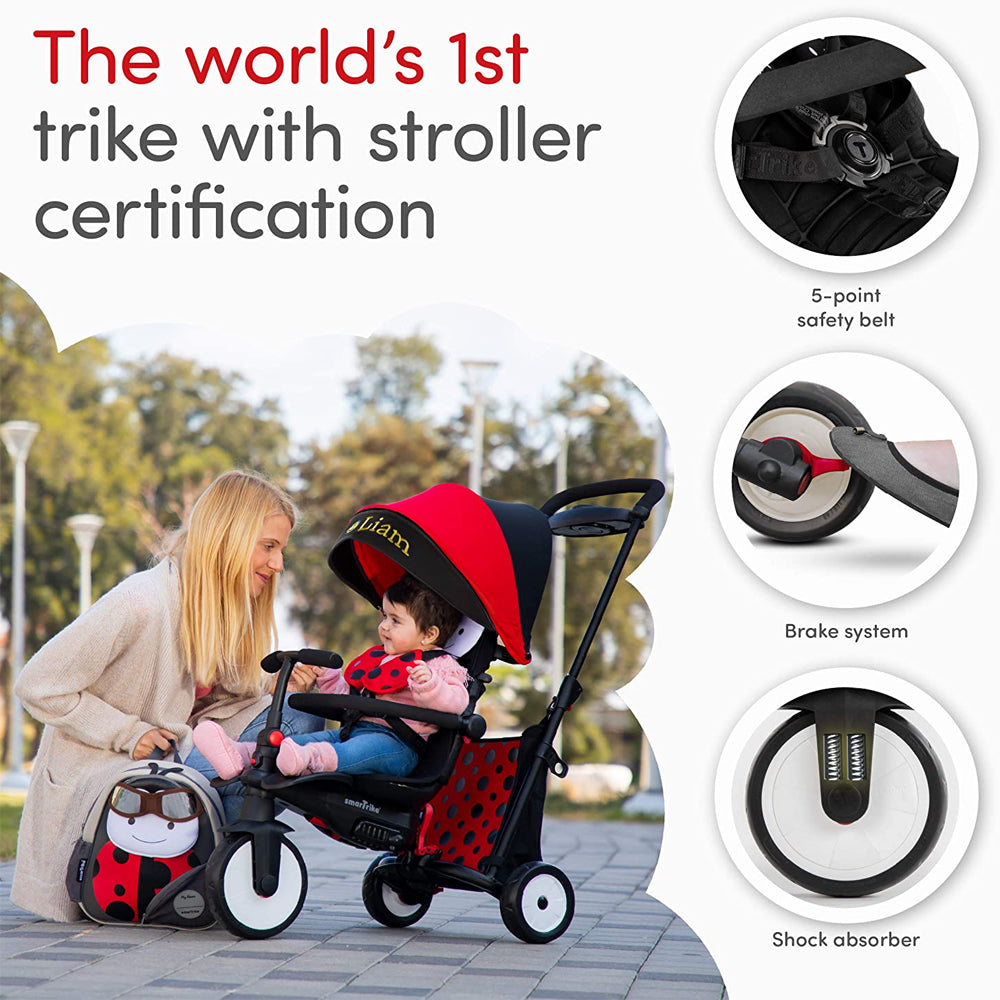 smarTrike Ladybug Zoo Animal 7 in 1 Folding Kid Stroller Tricycle for 9-36 Mos. (For Parts)