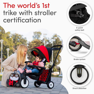 smarTrike Ladybug Zoo Animal 7 in 1 Folding Kid Stroller Tricycle for 9-36 Mos. (For Parts)
