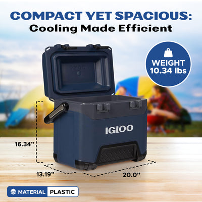 Igloo BMX 25 Qt Ice Chest Cooler w/Cool Riser Technology, Rugged Blue (Open Box) - VMInnovations