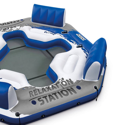 Intex 4-Person Relaxation Station Raft and 72 Can Beverage Cooler Float With Lid
