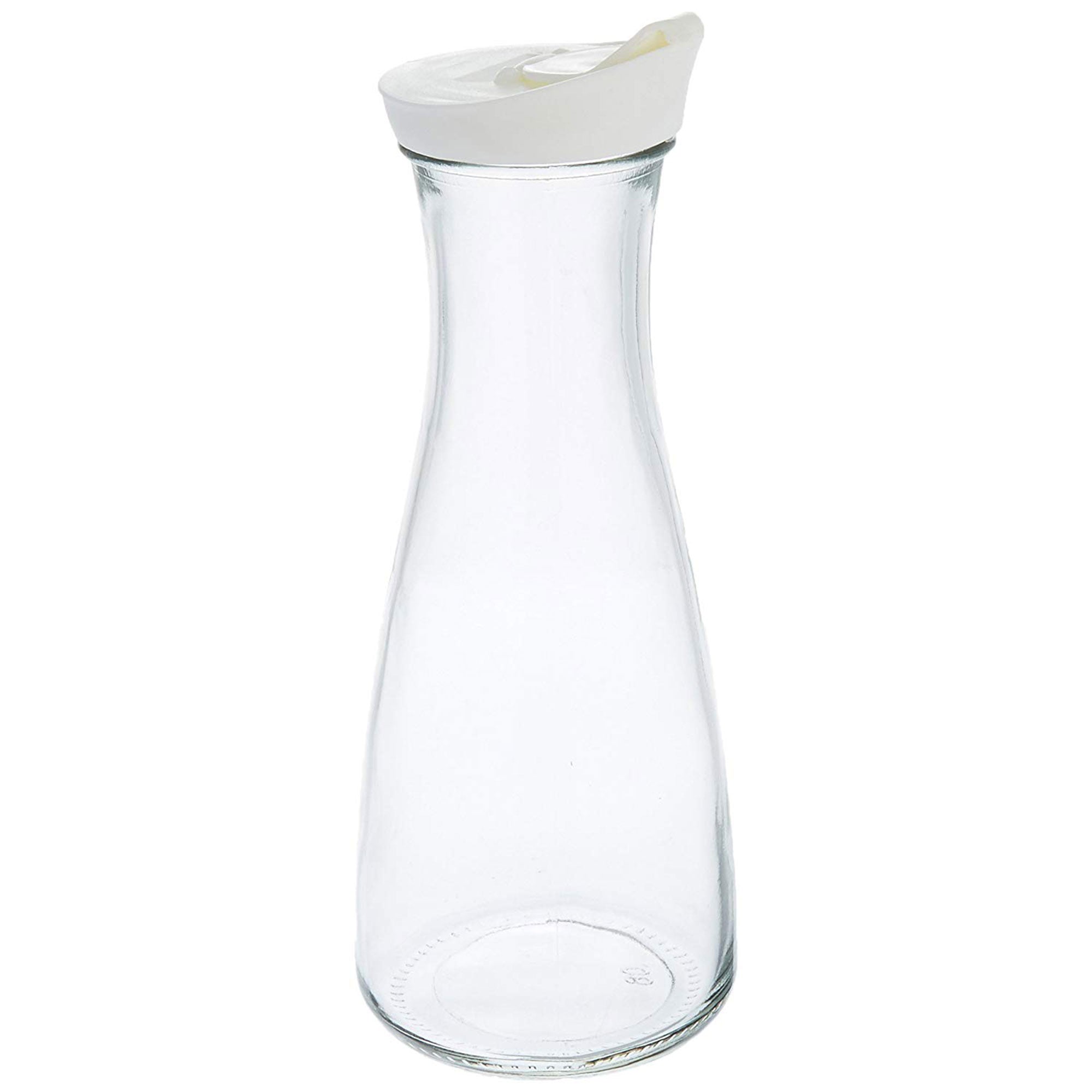 Grant Howard 1 Liter Beverage Glass Carafe w/ White Screw Top, Clear (Open Box)