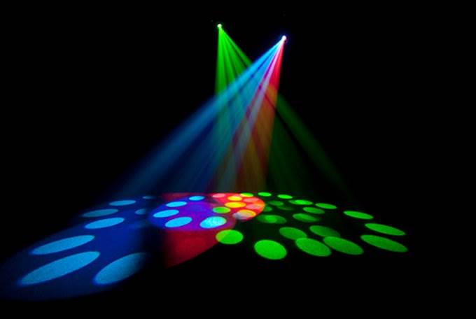 (2) CHAUVET Intimidator Spot 255 LED Lights w/ (2) ADJ Mega Par Profile Lights