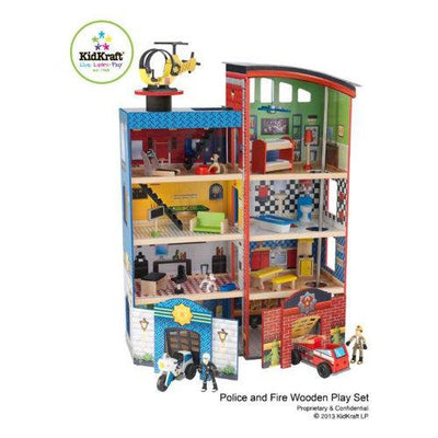 KidKraft Deluxe Home Town Heroes Rescue Wooden Play Set w/ Accessories | 63259
