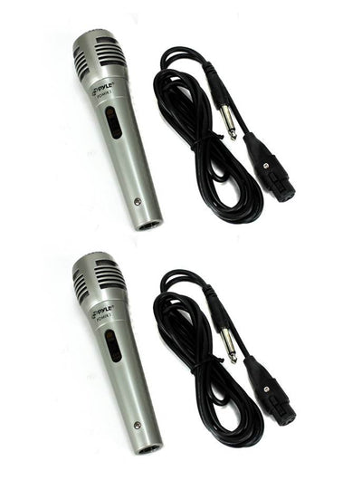 Pyle PDMIK1 Professional Moving Coil Dynamic Handheld Microphone + Cable (Pair)