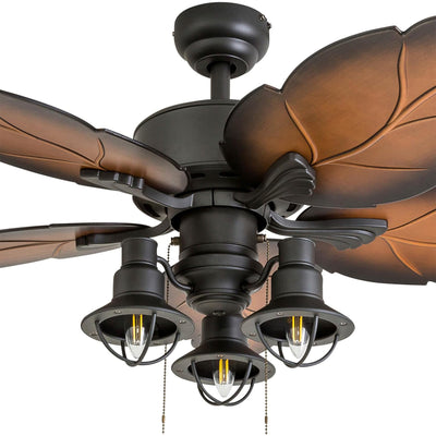 Prominence Home Ocean Crest 52" Ceiling Fan with Light and Pull Chain, Bronze - VMInnovations