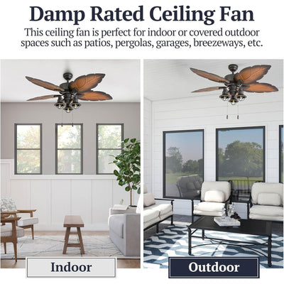 Prominence Home Ocean Crest 52" Ceiling Fan with Light and Pull Chain, Bronze - VMInnovations