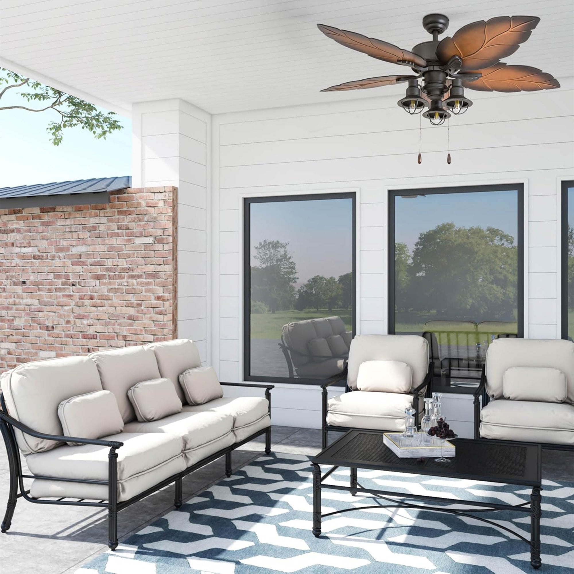 Prominence Home Ocean Crest 52" Ceiling Fan with Light and Pull Chain, Bronze - VMInnovations