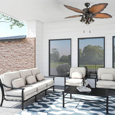 Prominence Home Ocean Crest 52" Ceiling Fan with Light and Pull Chain, Bronze - VMInnovations