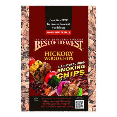 Best of the West Natural BBQ Hickory Wood Smoking Chips, 180 Cu Inches (2 Pack)
