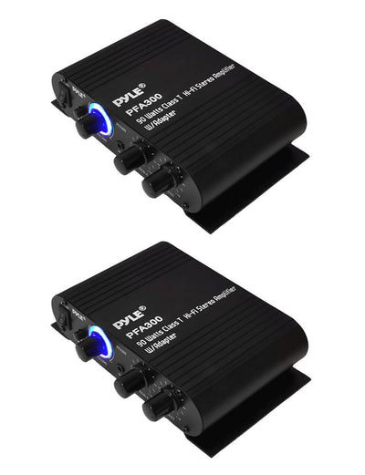 2) Pyle PFA300 180W 2 Channel Hi-Fi Home Audio Stereo Speakers Amplifiers w/Aux - VMInnovations
