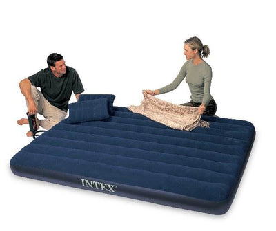 INTEX Queen Classic Raised Downy Airbed Mattress Bed with Hand Pump (Open Box)