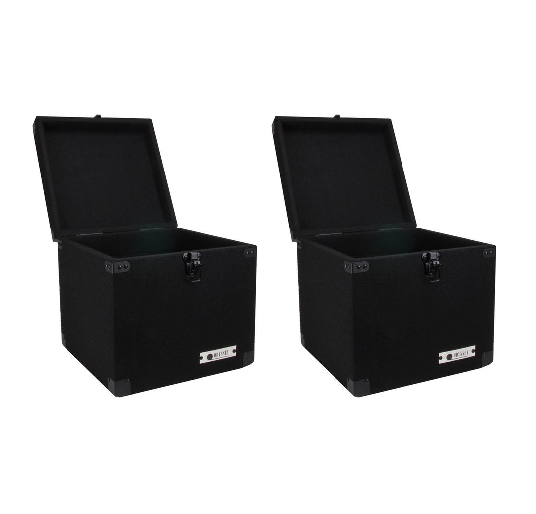 (2) Odyssey CLP090E Carpeted DJ Cases w/ Detachable Lid for 90 LP Vinyl Records