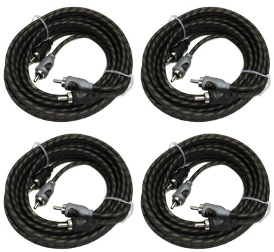 Rockford Fosgate RFI-10 10' Feet 2 Channel RCA Car Audio Signal Cables (4 Pack)