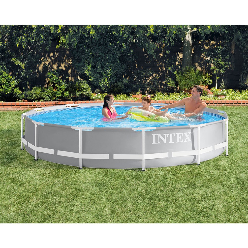 Intex 12 Ft x 30 In Steel Frame Pool with Intex 12' Easy Set Pool Solar Cover