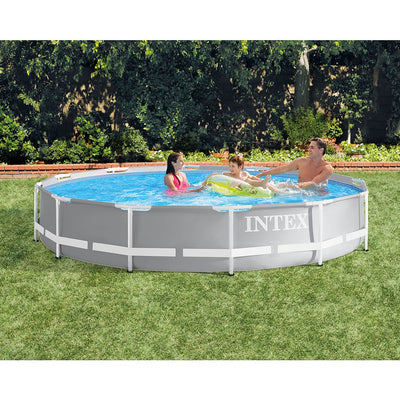 Intex 12 Ft x 30 In Steel Frame Pool with Intex 12' Easy Set Pool Solar Cover