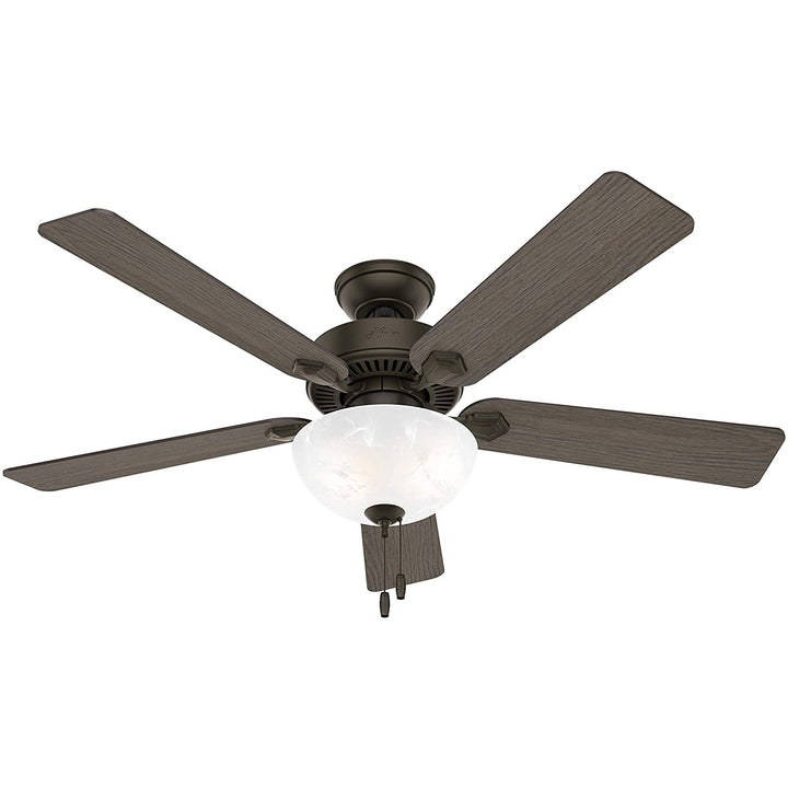 Hunter Fan Company 52' Ceiling Fan w/ LED Light & Pull Chain, Bronze (Open Box) - VMInnovations
