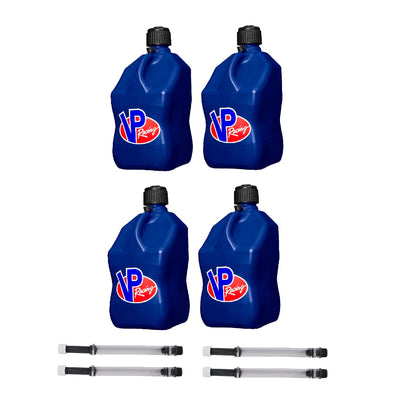 VP Racing Fuels 5.5 Gallon Utility Jugs with Deluxe Filler Hoses, Blue (4 Pack)