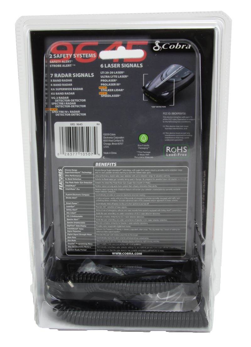 Cobra XRS-9645 Digital 15 Band Radar Laser Detector w/ DigiView - Open Box