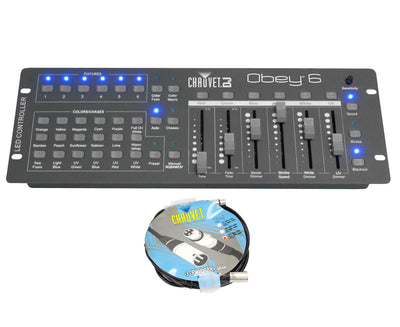 NEW! CHAUVET OBEY 6 Compact Universal DMX Lighting Controller + DMX3P25FT Cable