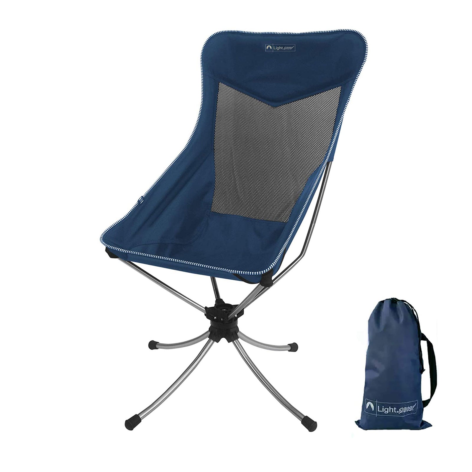 Lightspeed Silent Swivel Lightweight 360 Degree Outdoor Chair, Blue (Open Box) - VMInnovations