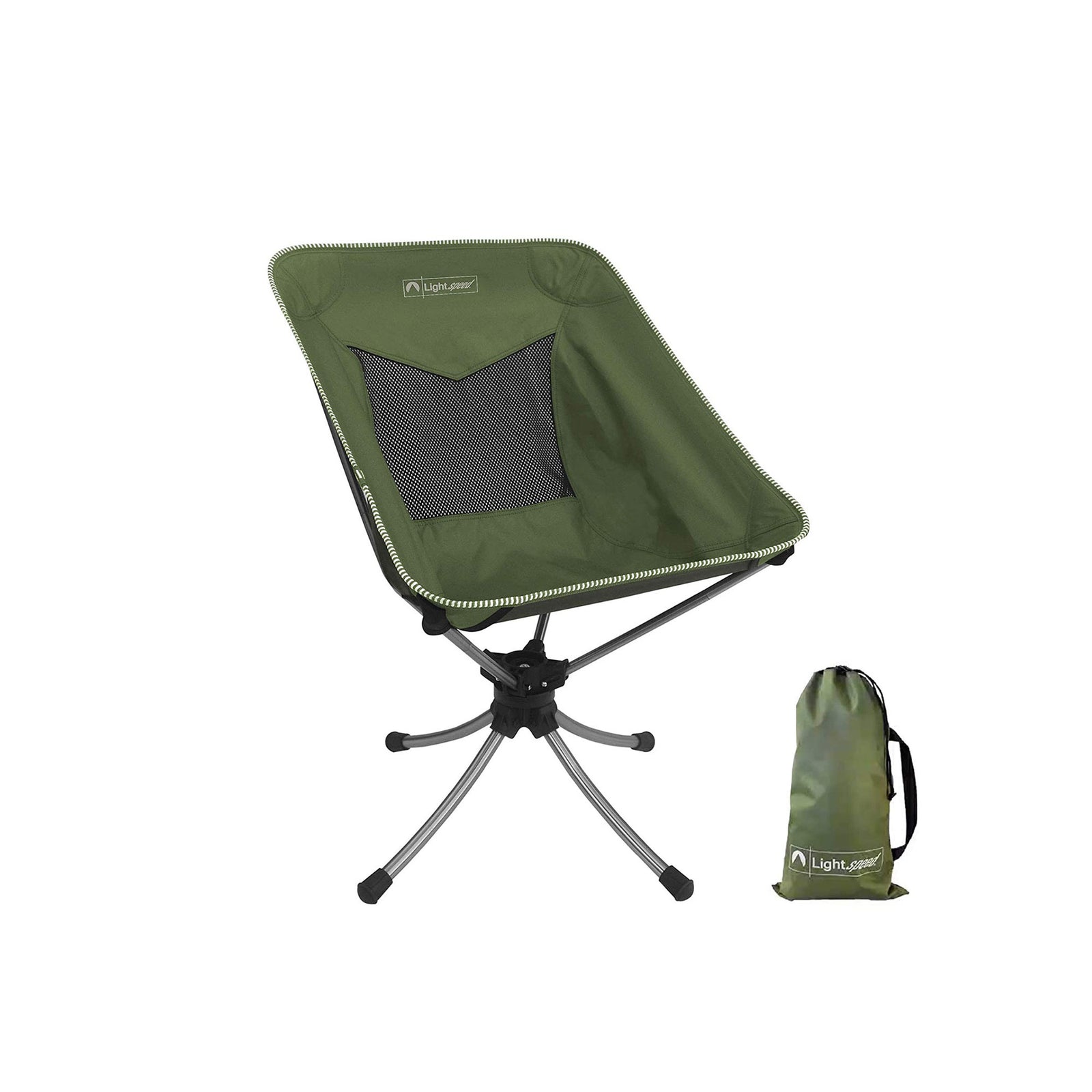 Lightspeed Portable 360 Degree Silent Swivel Outdoor Chair, Green (Open Box) - VMInnovations