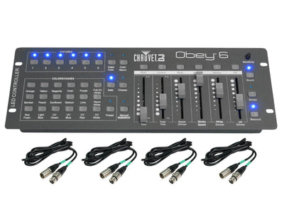 CHAUVET OBEY 6 Compact Universal 6 Fixture DMX Lighting Controller + DMX Cables