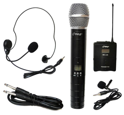 2) Pyle PDWM3500 Professional Adjustable Frequency Wireless Microphone Systems