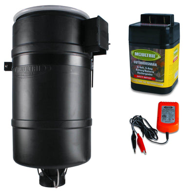 MOULTRIE 30 Gallon FeedCaster Pro Directional Fish Feeder + 6V Battery & Charger