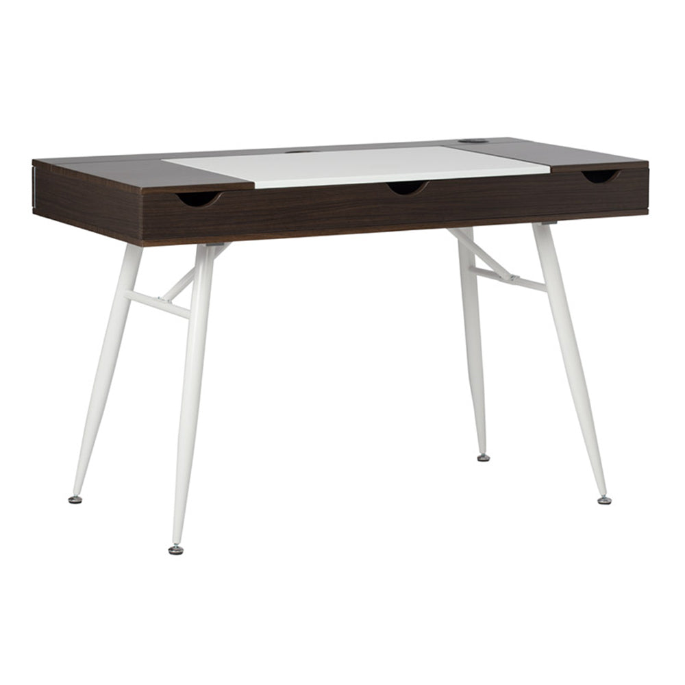 Calico Designs Nook Desk w/ Storage Compartments, White/Dark Walnut (For Parts)