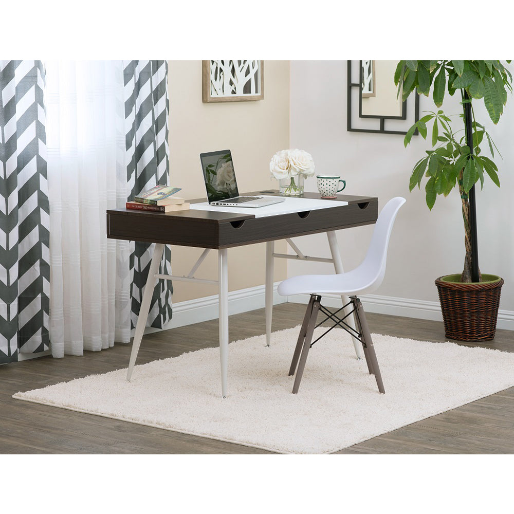 Calico Designs Nook Desk w/ Storage Compartments, White/Dark Walnut (For Parts)