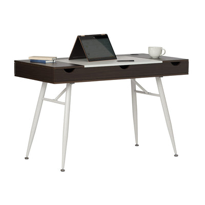 Calico Designs Nook Desk w/ Storage Compartments, White/Dark Walnut (For Parts)