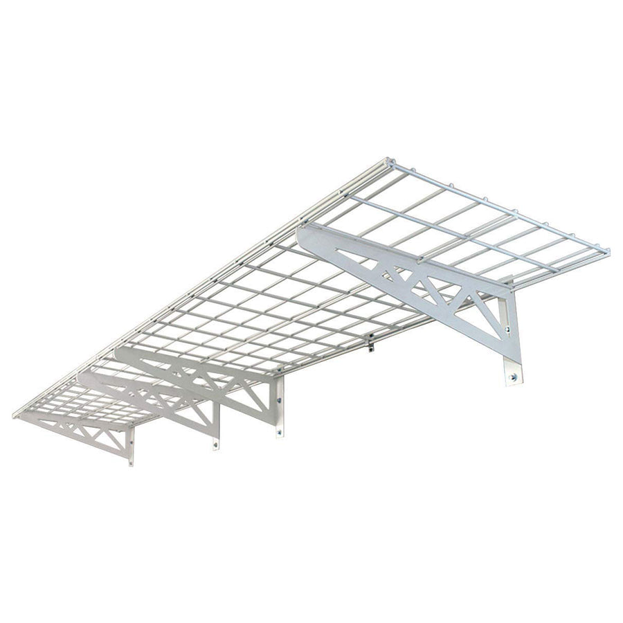 SafeRacks 18 x 48 Inch Garage Wall Shelf Two-Pack with Bike Tire Hooks, White - VMInnovations